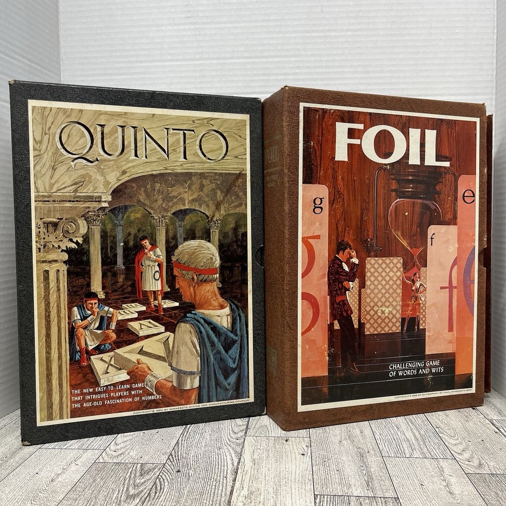 Vintage 3M Bookshelf Games Lot QUINTO & FOIL (1960s) Word & Math Strategy Games